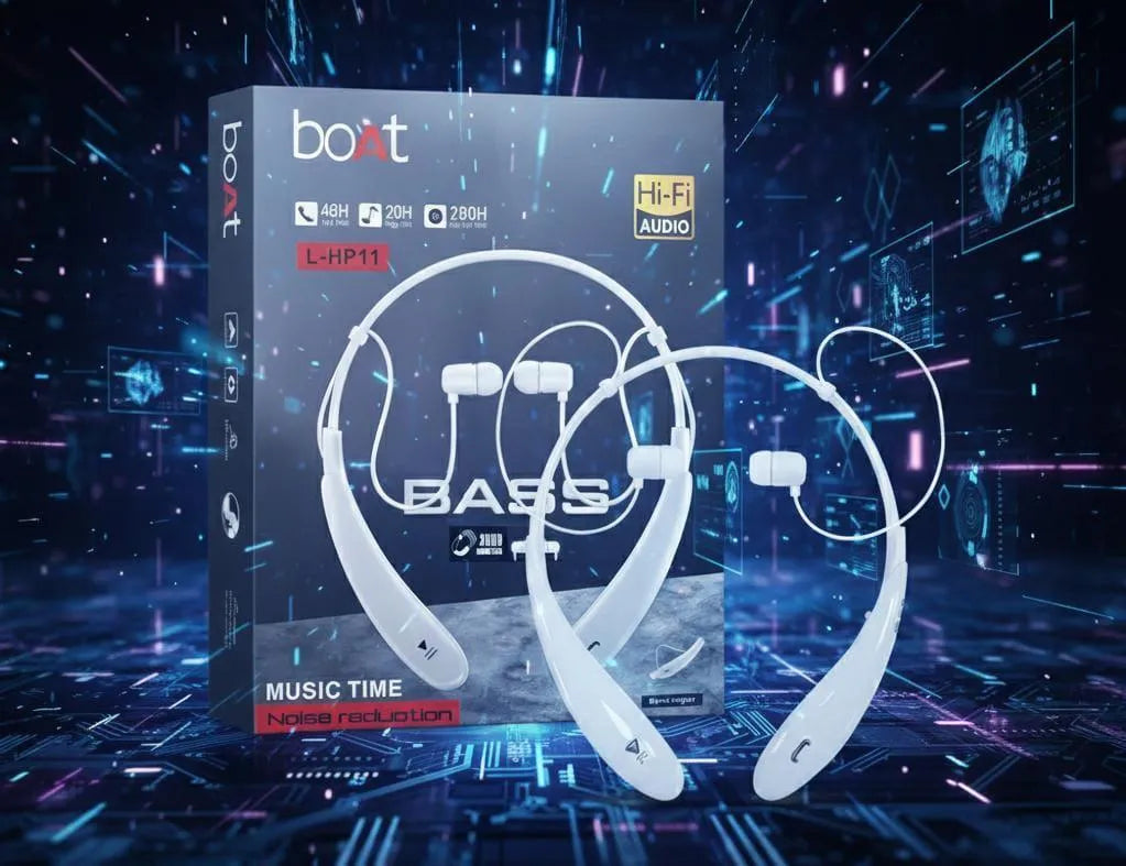 White Clear Voice Headphone with Bass & Noise Cancellation