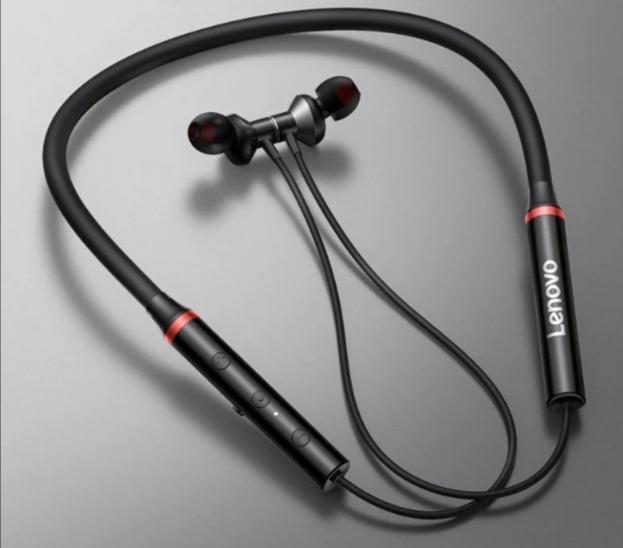 Black Bluetooth Neckband with Red Accent & Fast Charge