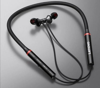 Black Bluetooth Neckband with Red Accent & Fast Charge