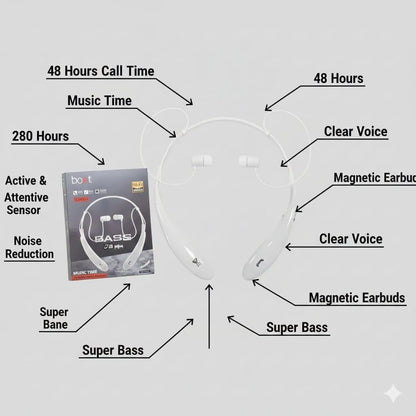 White Clear Voice Headphone with Bass & Noise Cancellation