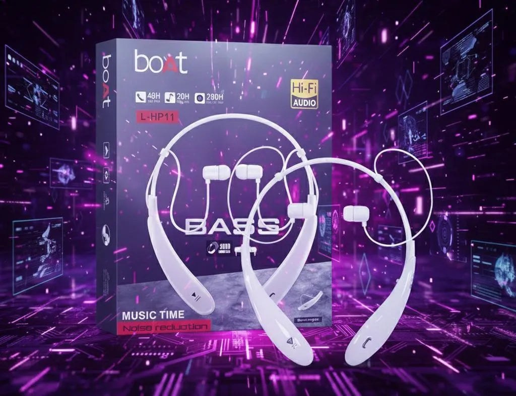 White Clear Voice Headphone with Bass & Noise Cancellation