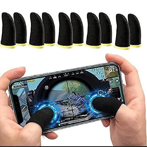 Pakistani Mobile Gaming Thumb Sleeves Black Yellow Cotton 6Pcs