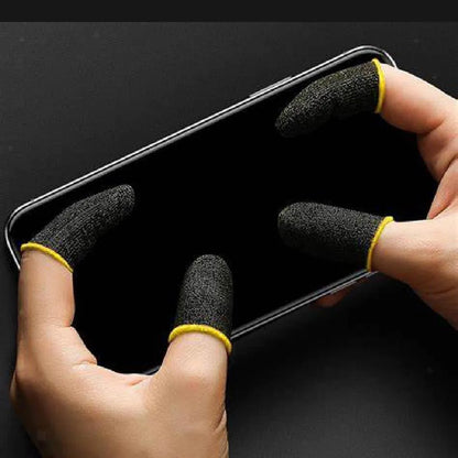 Pakistani Mobile Gaming Thumb Sleeves Black Yellow Cotton 6Pcs