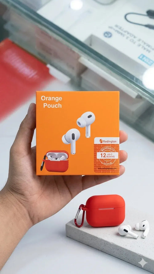 Orange Airpods with Fast Charge & Long Battery