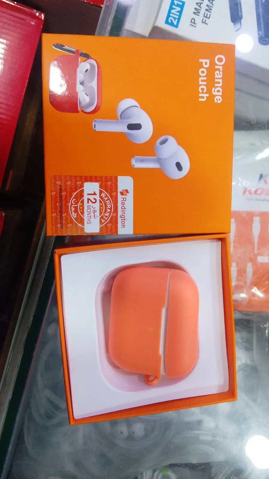 Orange Airpods with Fast Charge & Long Battery