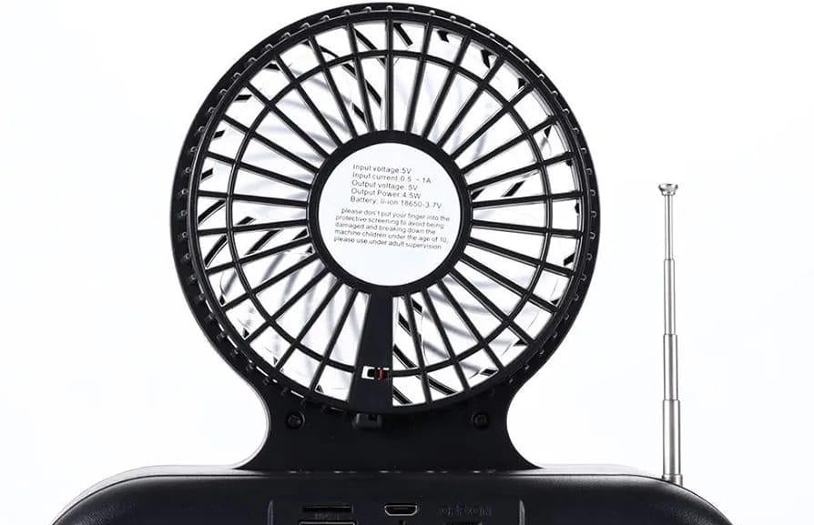 Solar Fan with Music & LED Light for Outdoor Use