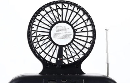 Solar Fan with Music & LED Light for Outdoor Use