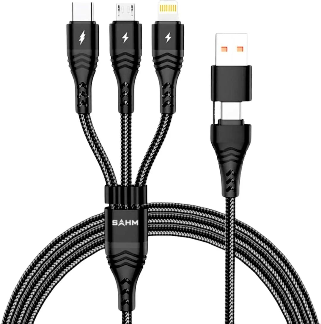 3 in 1 fast charging cable Type C lightning USB Black