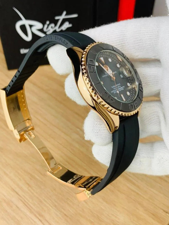 Men's Rolex Submarine Gold Black Water Resistant Watch