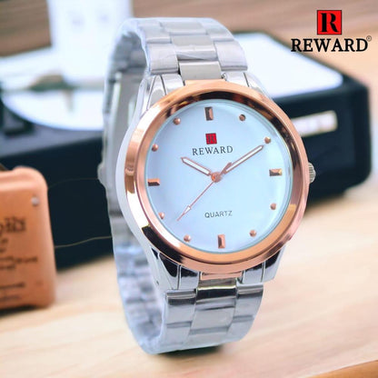 Men's Stainless steel Analogue Watch white dial chain strap