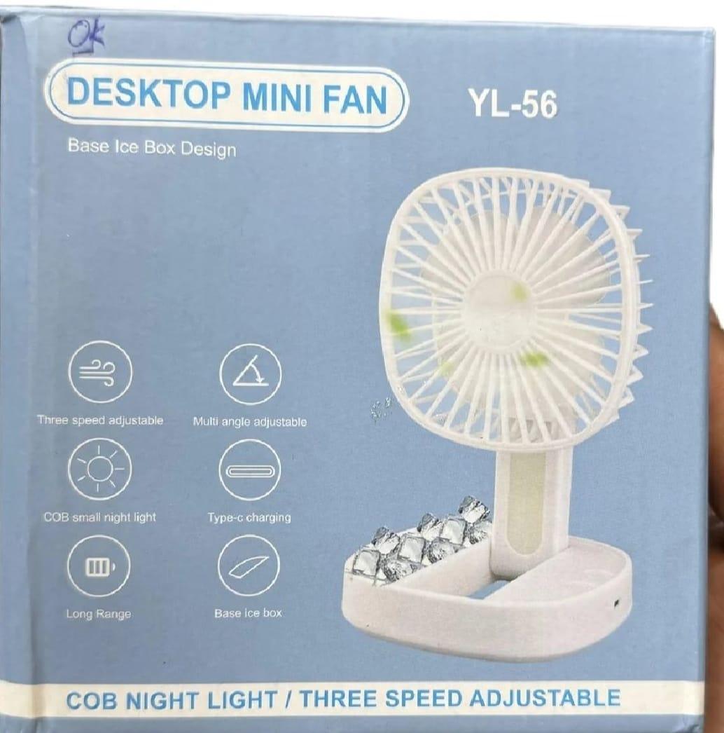 Portable White ice cooling desk fan