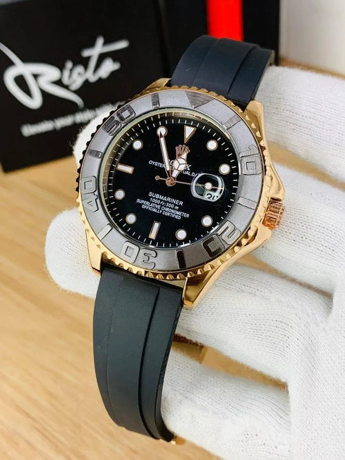 Men's Rolex Submarine Gold Black Water Resistant Watch