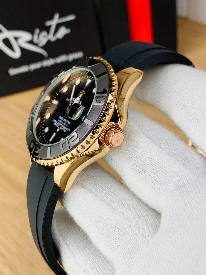Men's Rolex Submarine Gold Black Water Resistant Watch