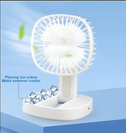 Portable White ice cooling desk fan